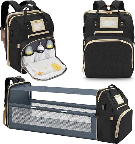 Lenski Mochila de pañales 6 en 1 con almohadilla para ducha, regalos de ducha, bolsas de viaje portátiles para registro, búsqueda de bolsas para