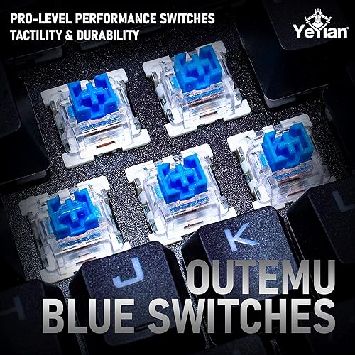 Miniatura 3 de YEYIAN Spark - Teclado mecánico para juegos, 87 teclas TKL RGB LED retroiluminadas de 16M, interruptores azules intercambiables en caliente,