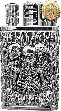 Permanent Match Vintage Lighter Cool Skull Forever Matches Reusable Kerosene Lighter Unique Birthday Gift for Men Sliver