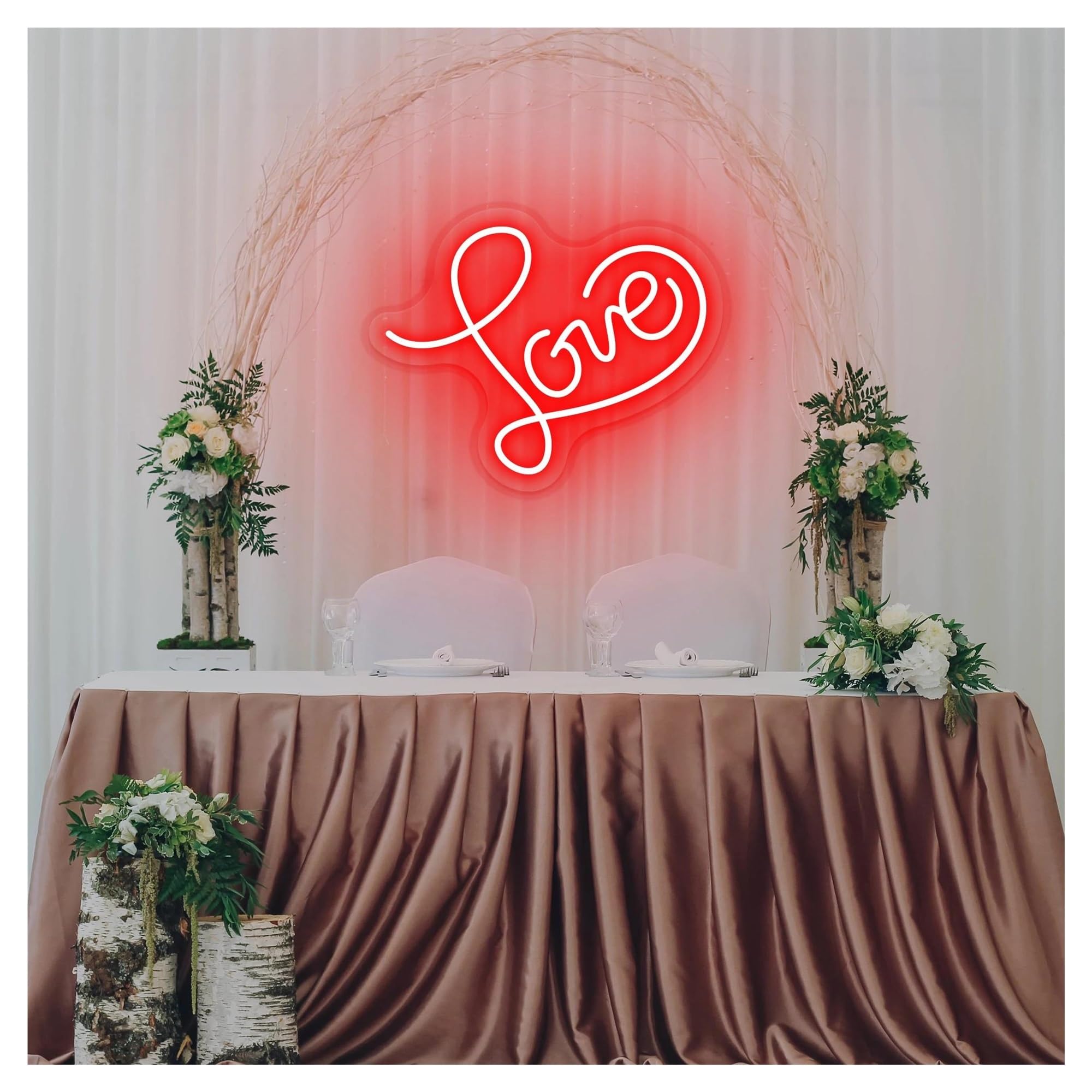 Wiszące neony artystyczne Love Neon Serce LED Light Możliwość Przyciemniania Na Ślub Urodziny Kochanka Dekoracja Ścienna Domu Atmosfera Lampka Nocna 15.75inx12.6in(Czerwony)