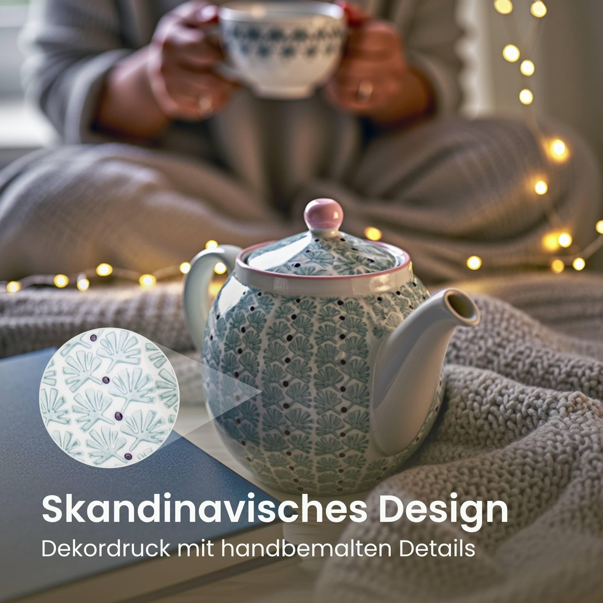 Bloomingville Dzbanek do herbaty Maya, zielony, ceramika, miętowa zieleń