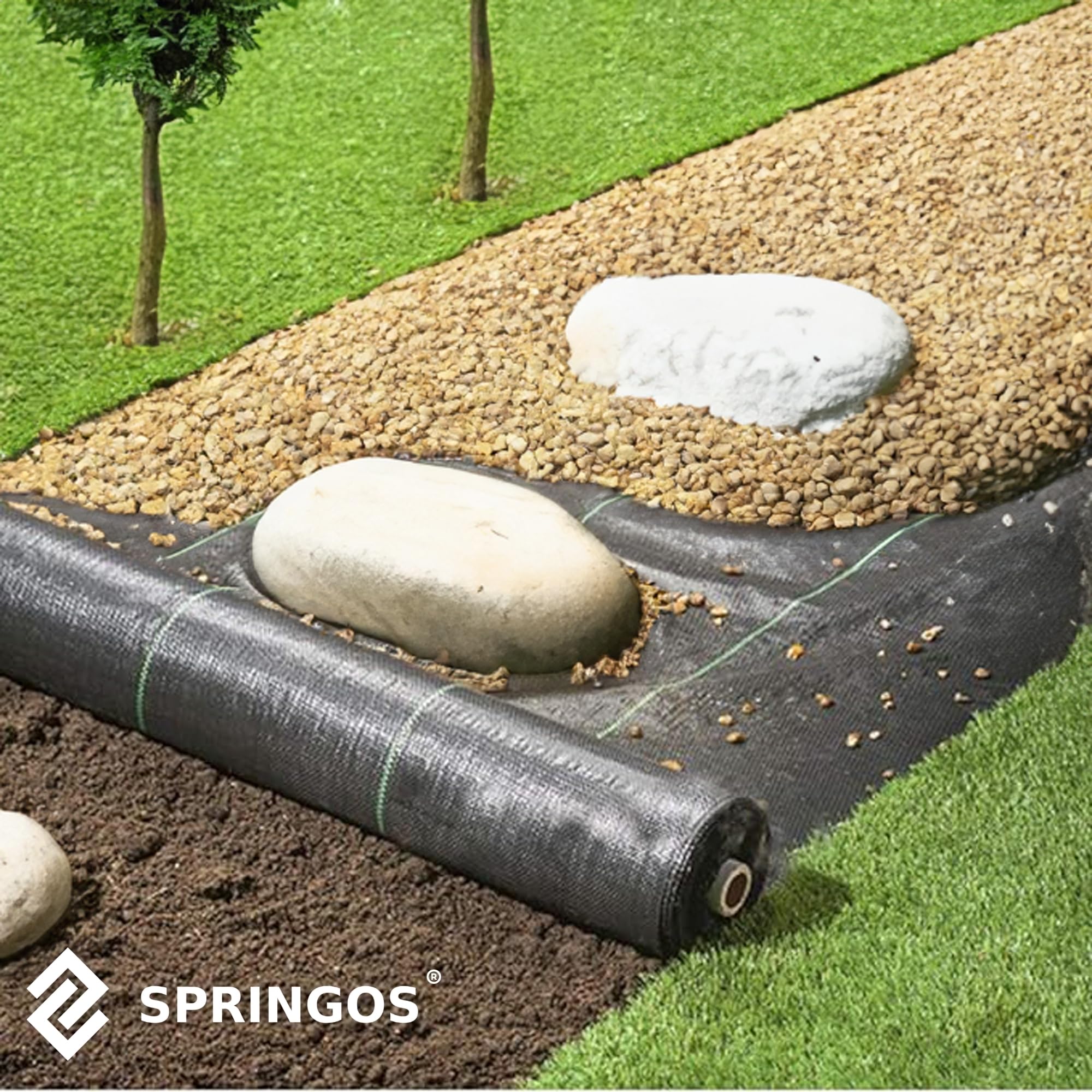 SPRINGOS Malla Antihierbas para Jardín 1,1 x 100 m 70g/m2