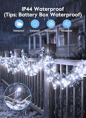 Miniatura 3 de 100 guirnaldas de luces LED de 32 pies de tipo luciérnaga, luces estrelladas impermeables en alambre de cobre recubierto de plata, perfecto para