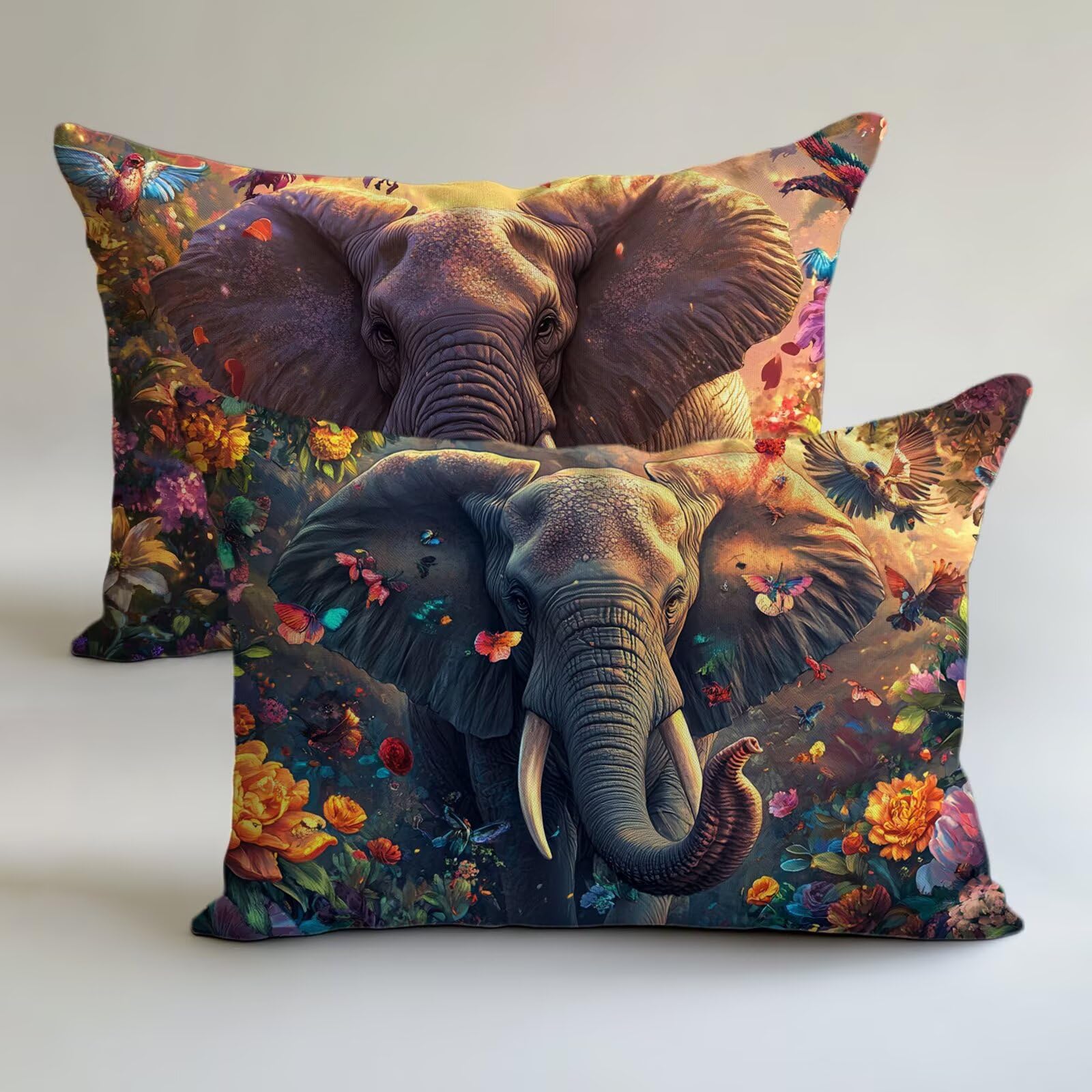 Amazon.co.jp: カラフル クッションカバー 象 40x70cm 枕カバー ソファ