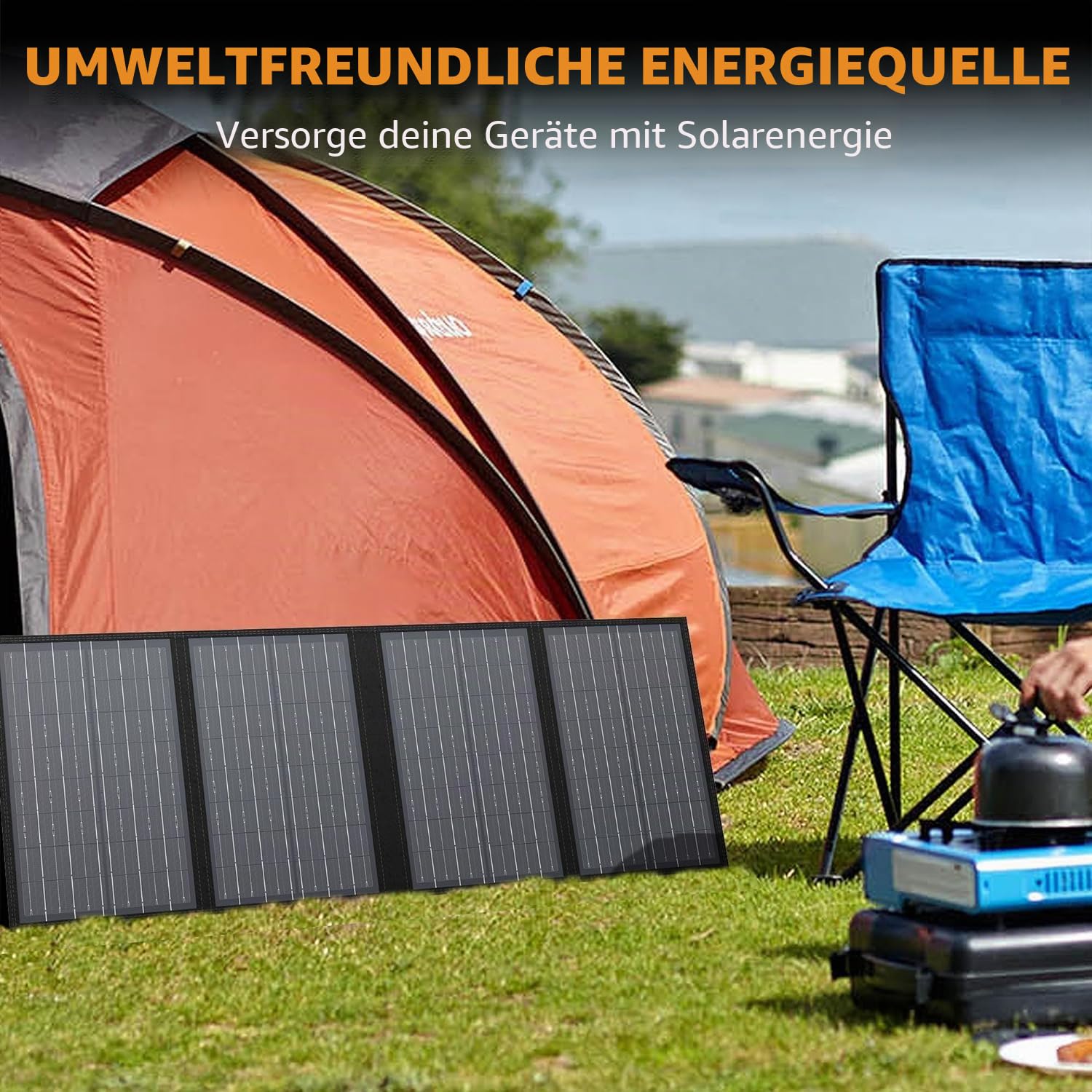 SinKeu 60W Tragbares Solarpanel für Powerstation, Solargenerator, Telefone, wasserdicht, faltbares monokristallines Solarladegerät mit DC/USB-A/Typ-C-Ausgängen für Outdoor-Camping, netzunabhängiges