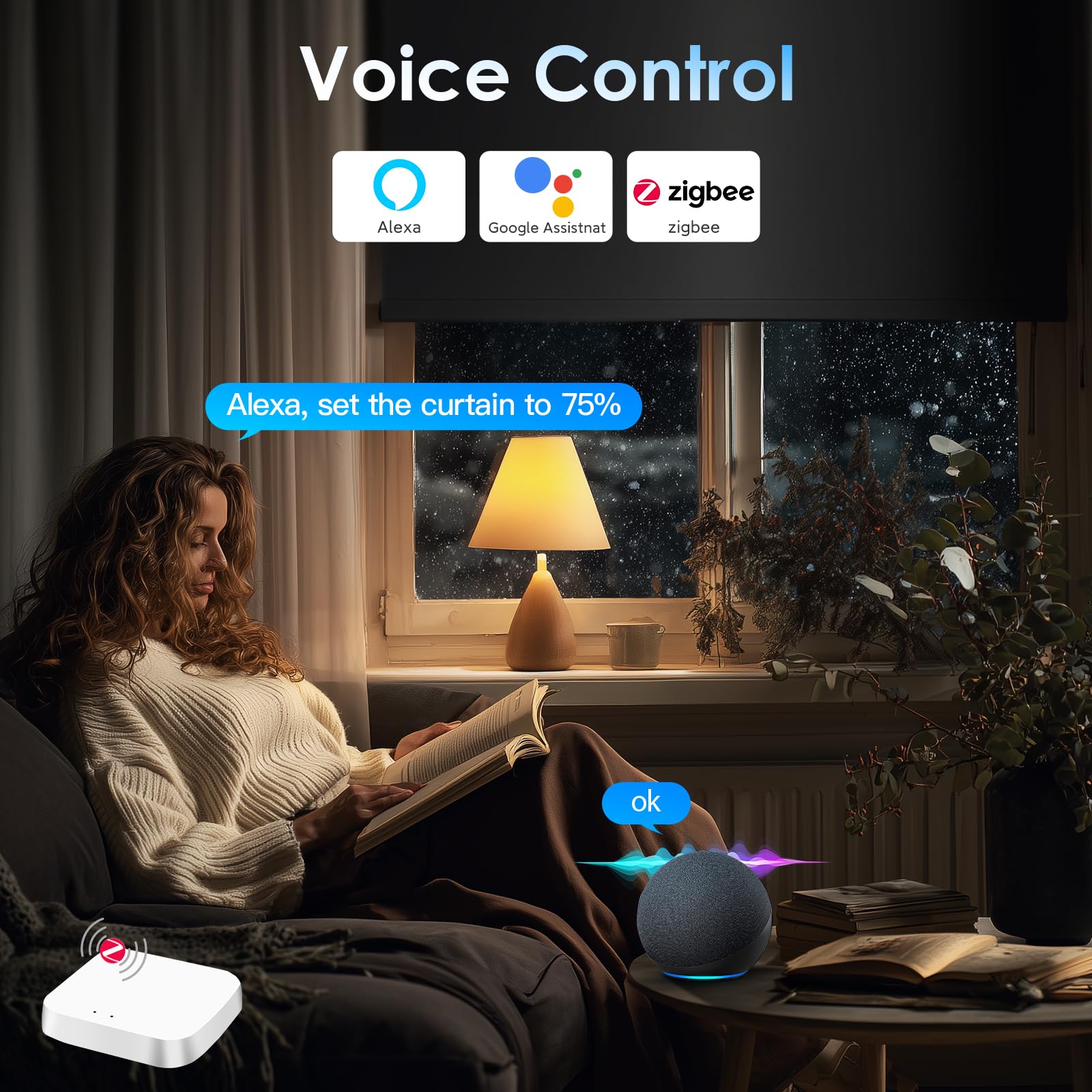 BSEED Smart Zigbee przełącznik roletowy, inteligentny przełącznik żaluzji do montażu w ścianie kompatybilny z Alexa/Google Home/Tuya, inteligentny zegar roletowy z ramą PC, wymaga neutralnego przewodu