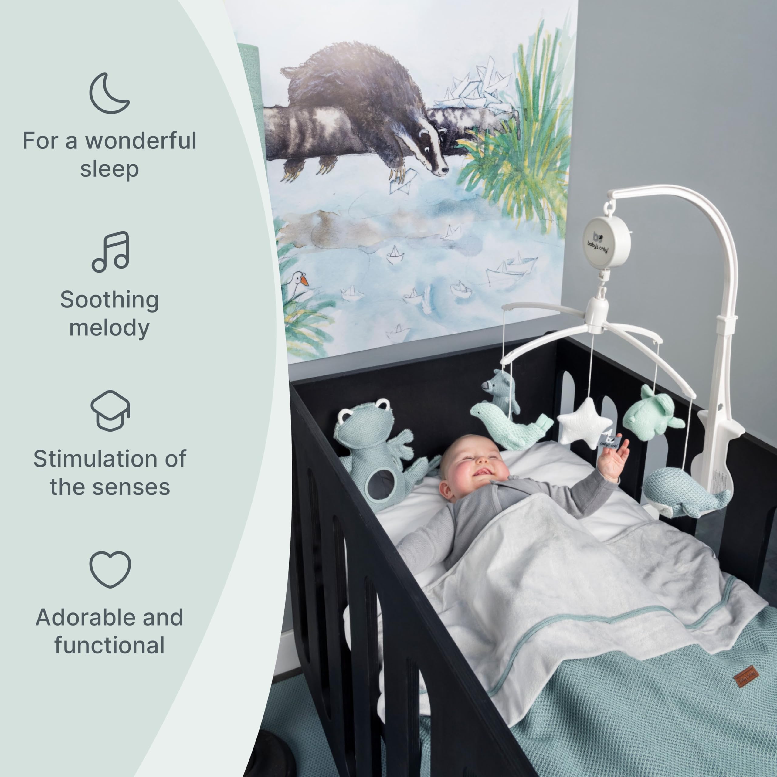 baby Only - Musical mobile Baby - Stonegreen/Mint/White Cot, Playpen, and Crib Mobiles for Boys and Girls - Image 4