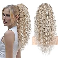 Vista 14 de FLUFYMOOZ Extensión de cola de caballo, 26 pulgadas, estilo bohemio, con cordón, extensiones de cabello para mujer, cola de caballo larga y rizada
