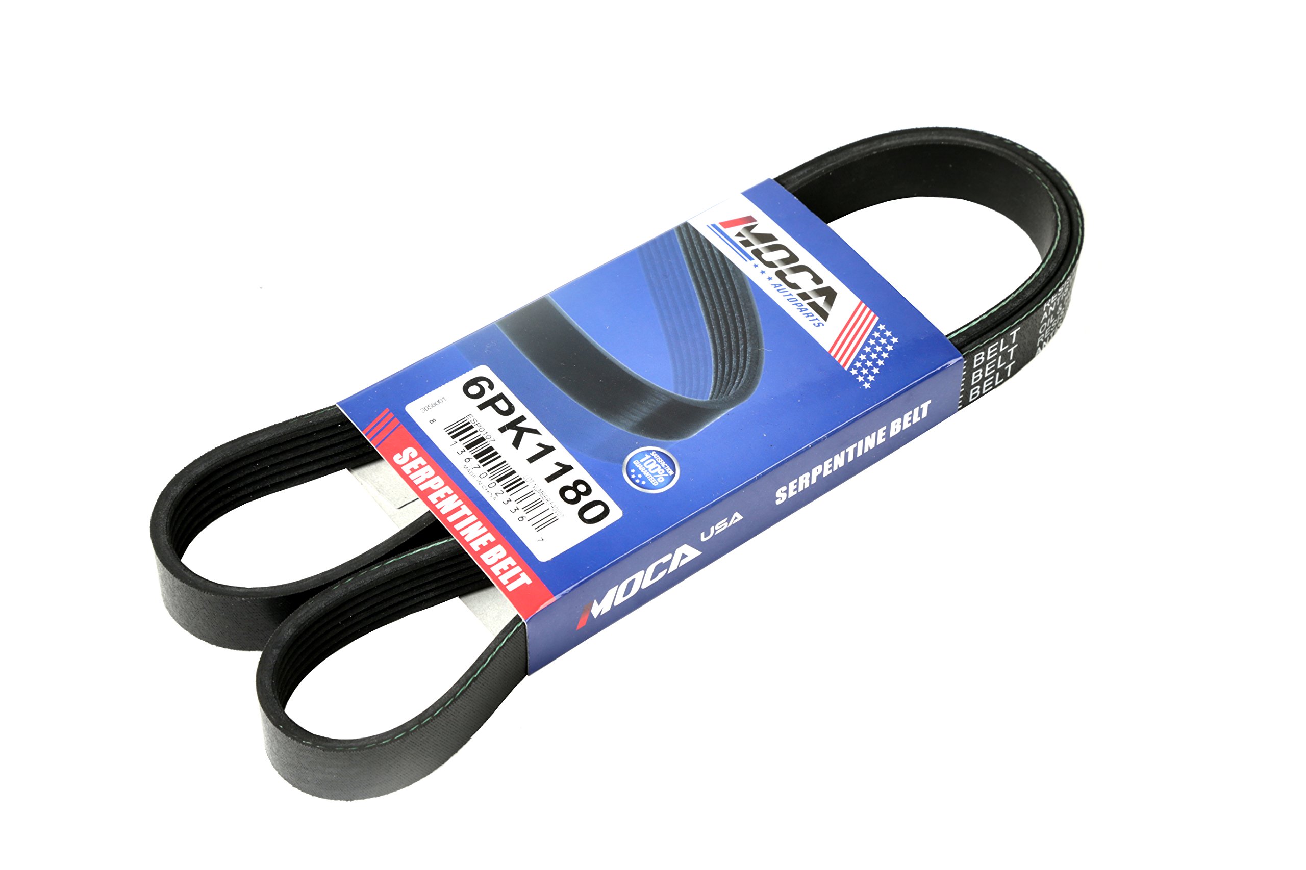 MOCA 6PK1180 EPDM Serpentine Belt Fits Acura Ford for Nissan 3.2L 3.5L SOHC 2-Door