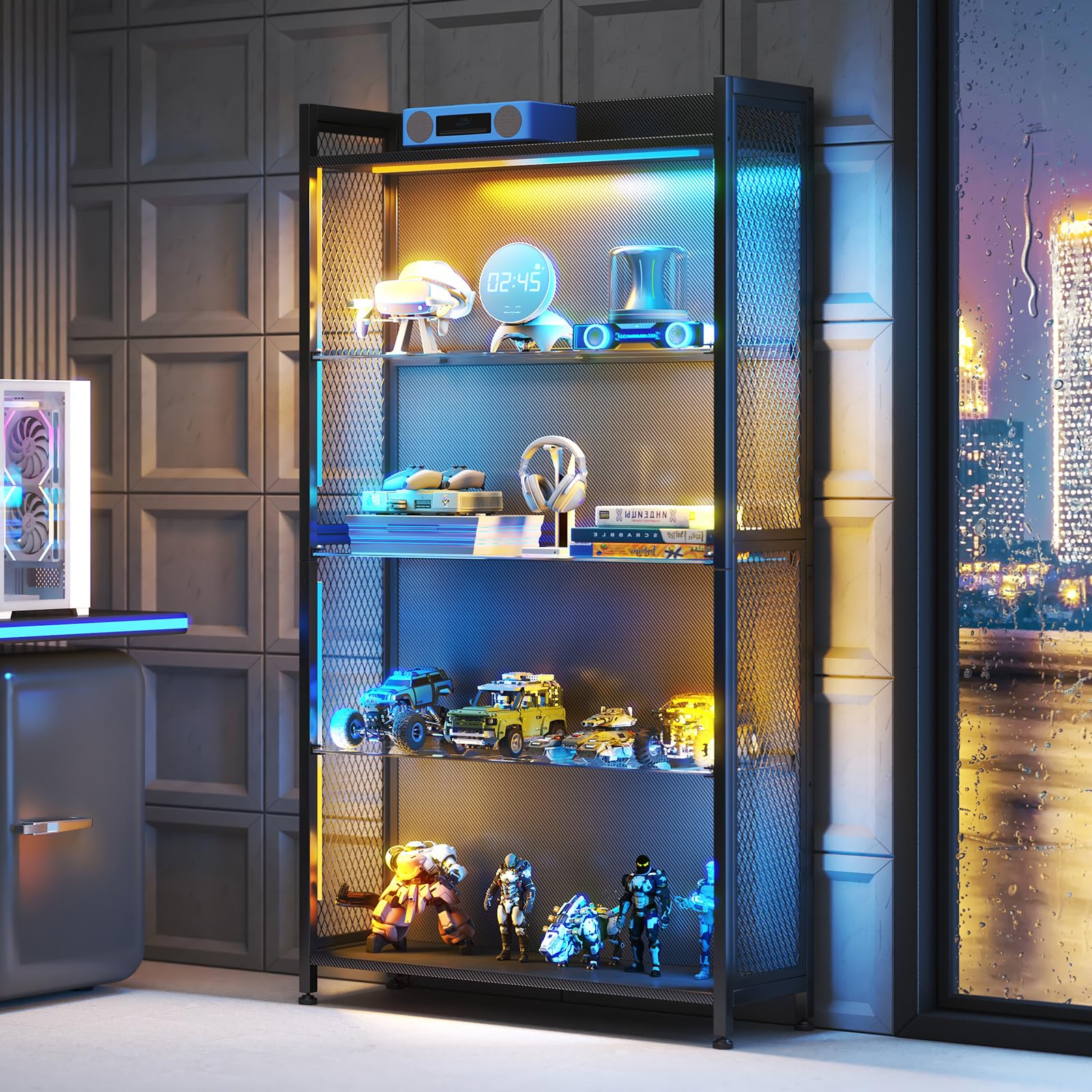 16日までSALE！廃番希少冨士ファニチア 照明付き 飾り棚 ショーケース