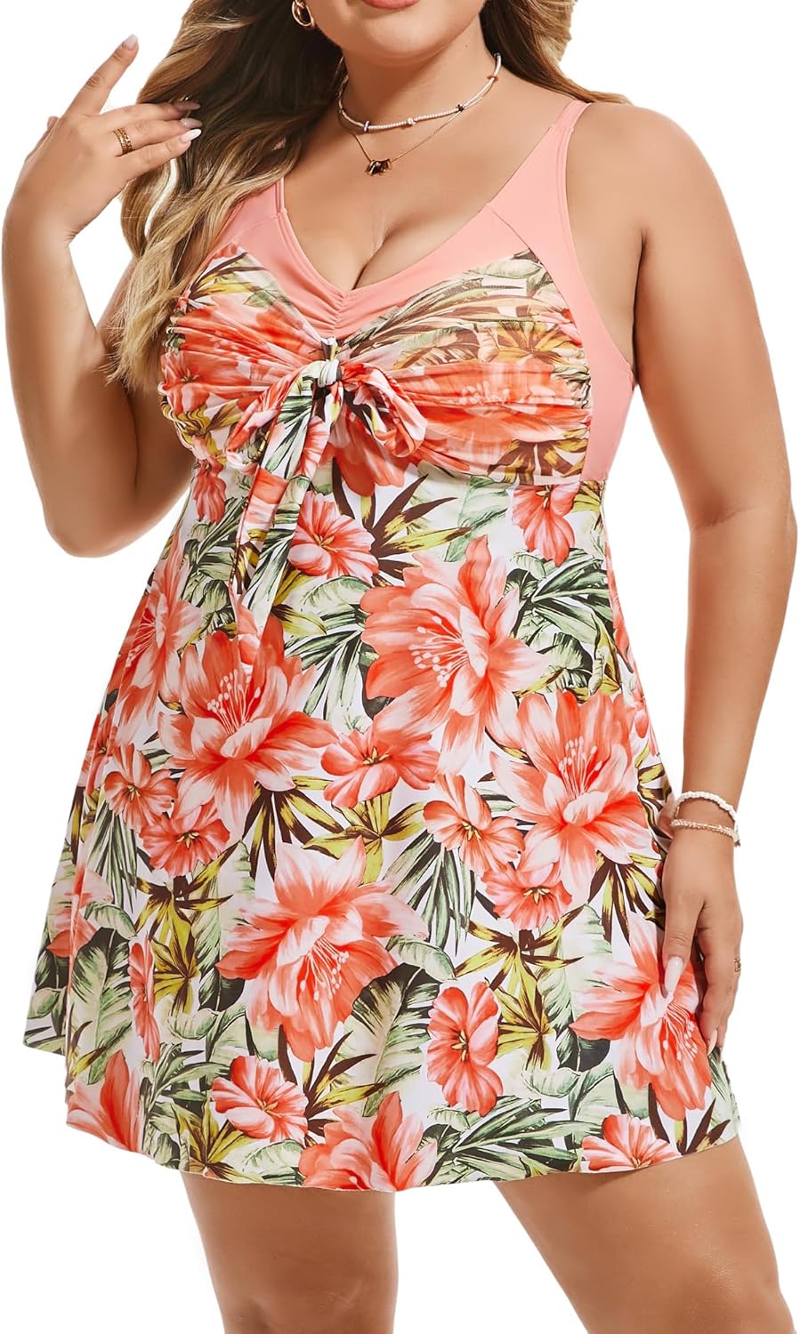 Hanna Nikole Women's Two Piece Swim Dress, Plus Size Tankini Swimsuit, Modest Tummy Control Swimwear with Boyshorts - Image 2