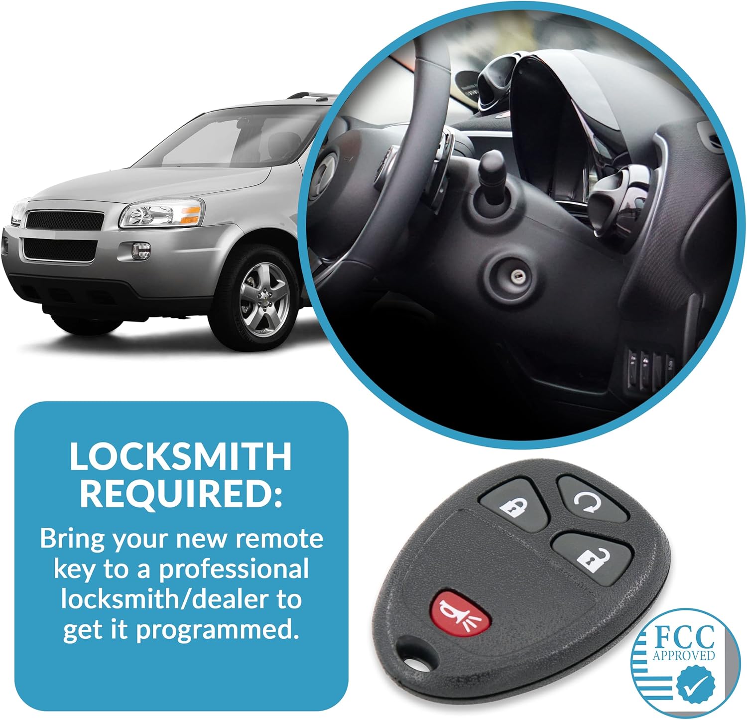Keyless2Go Replacement for New Keyless Entry with Remote Start Car Key Fob for Select Vehicles with 15114374 KOBGT04A (2 Pack)