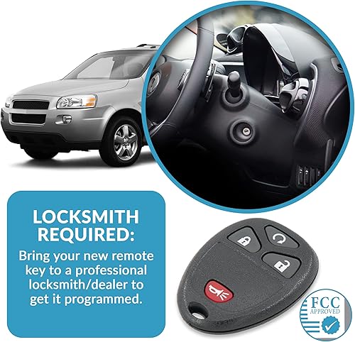 Vista 5 de Keyless2Go llave para auto a control remoto para vehículos con número de parte 15114374 KOBGT04A (2 unidades)