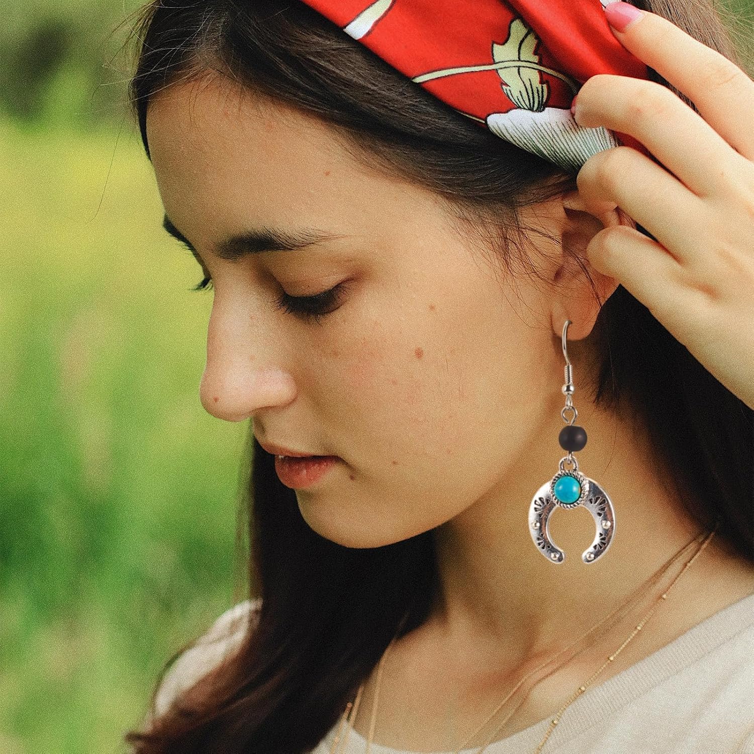 Beadthoven 48pcs Turquoise Charms Western Charms for Jewelry Making Tibetan Silver Turquoise Stone Pendants for Bohemian Earring Necklace Making DIY Crafts Summer - Image 4