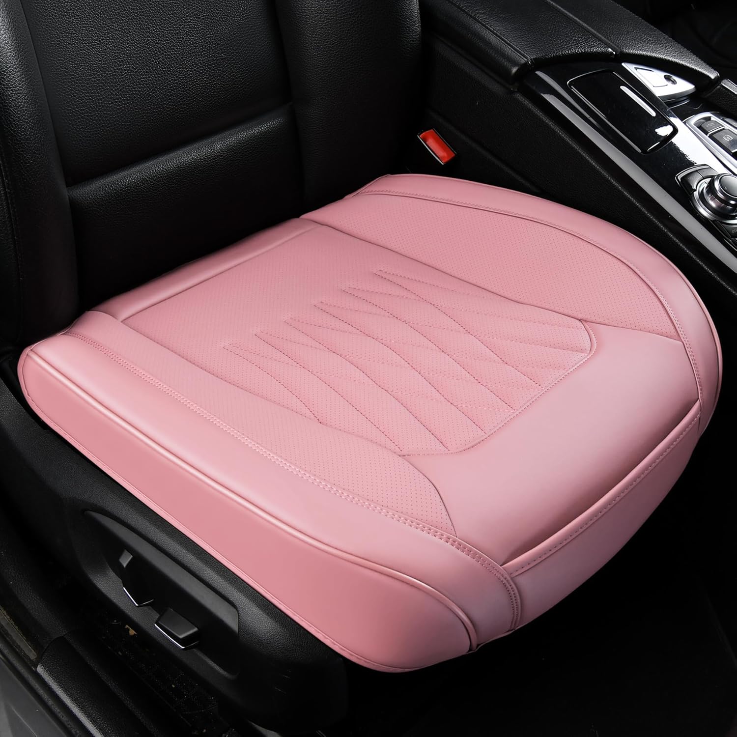 Pink Car Seat Cover 2 Pack, Universal Leather Front Seat Covers Bottom Protector, Anti-Slip and Full Wrapping Edge Compatible with Most of Vehicles - SUVs/Sedans/Pickup Trucks