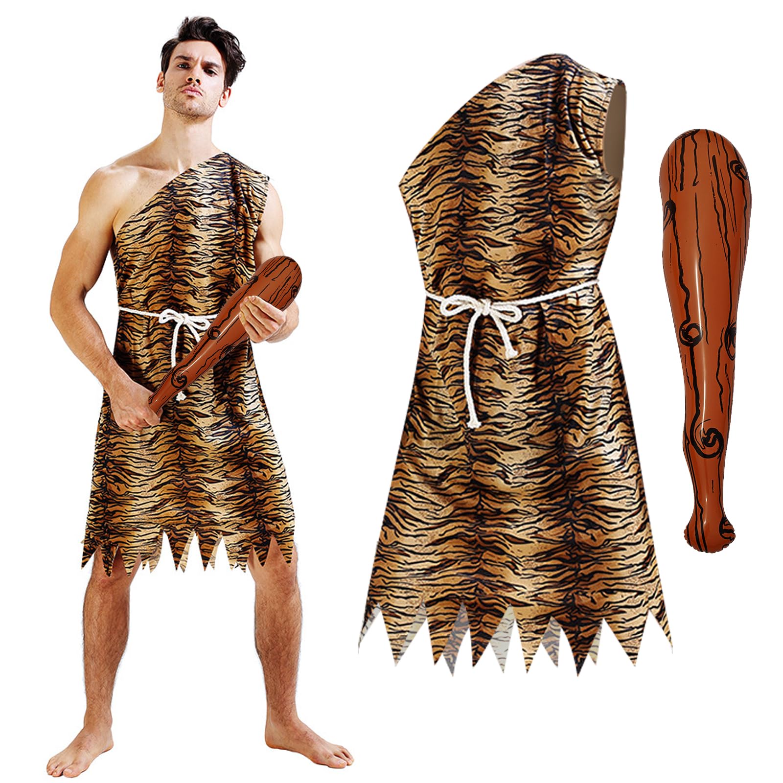 Disfraz Hombre Cavernícola Salvaje, Disfraz Cavernicola Adulto, Disfraz de troglodita para hombre Troglodita, Edad de Piedra, Disfra Troglodita Accesorios para Halloween Carnaval