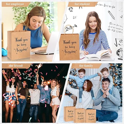 Miniatura 6 de Ctosree 20 bolsas de papel de regalo para empleados, compañeros de trabajo, colega de trabajo con asas, 8.3 x 4.3 x 10.6 pulgadas, bolsas de regalo