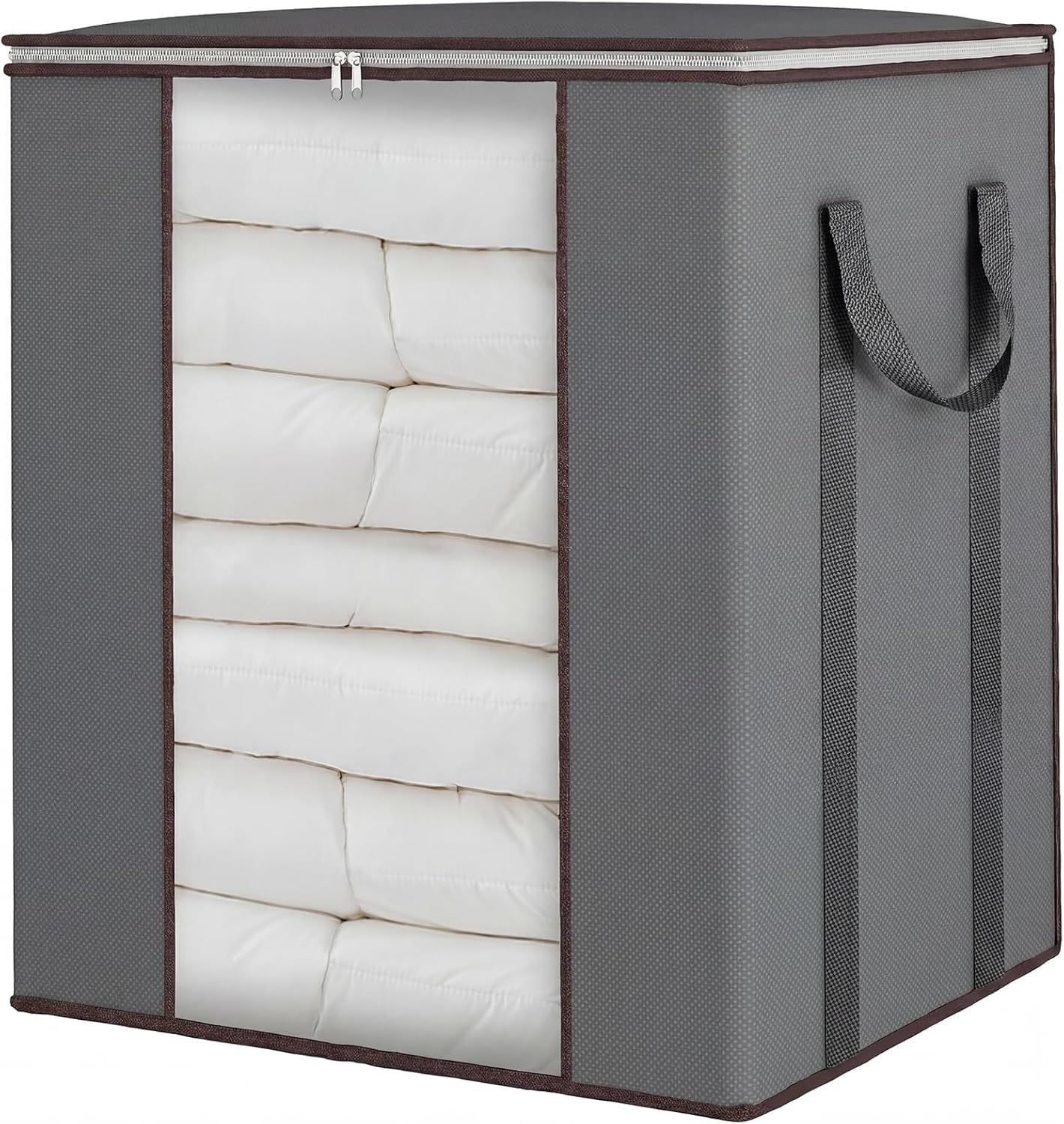 fixwal extra large blanket storage bags 120l 2 pack comforter storage bags with reinforced handles breathable clothes storage containers for king comforter bedding pillow sheet grey (grey 1)