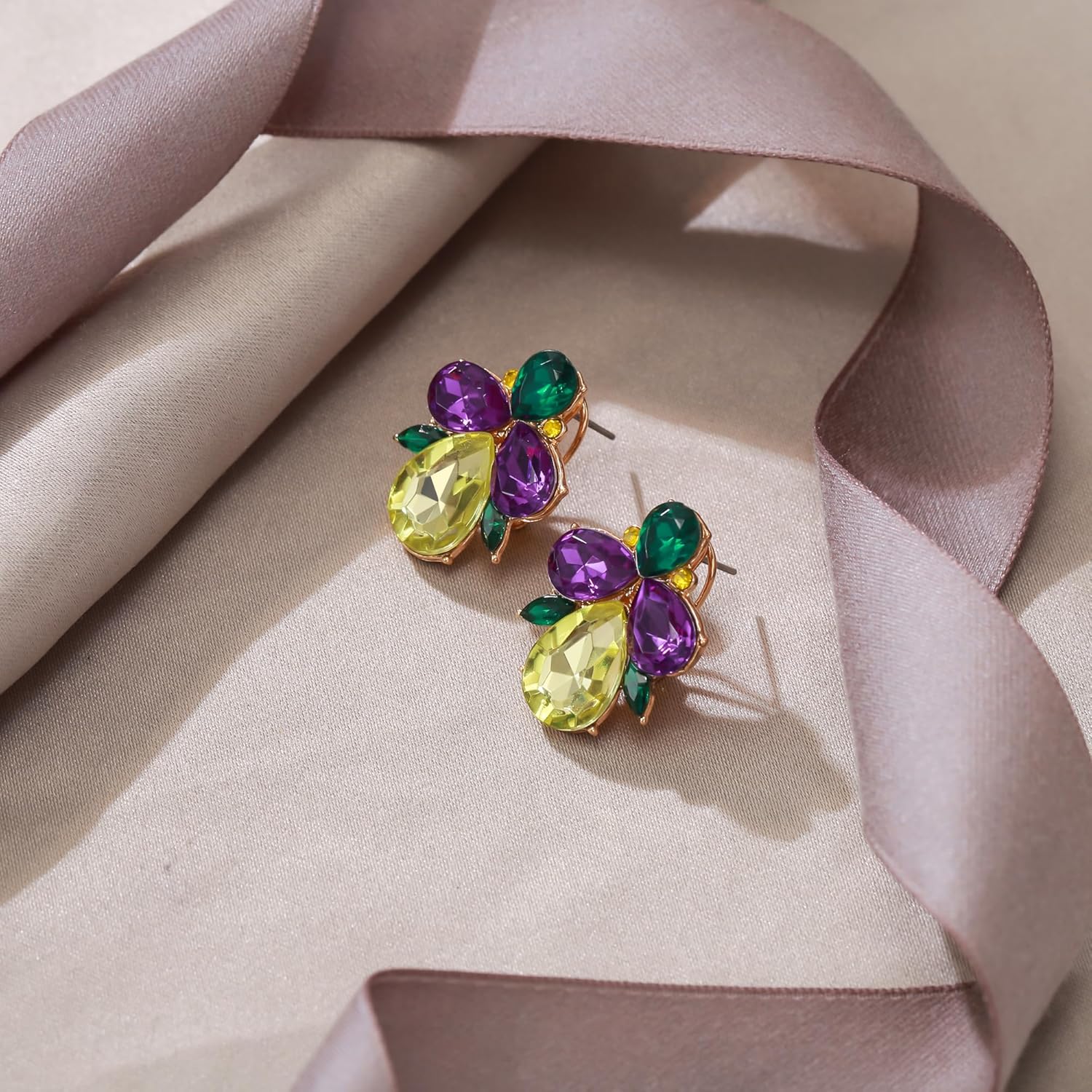 EVER FAITH Wedding Rhinestone Crystal Art Deco Stud Earring for Bride, Banquet Prom Sparkly Multi Teardrop Marquise Earrings for Woman - Image 4