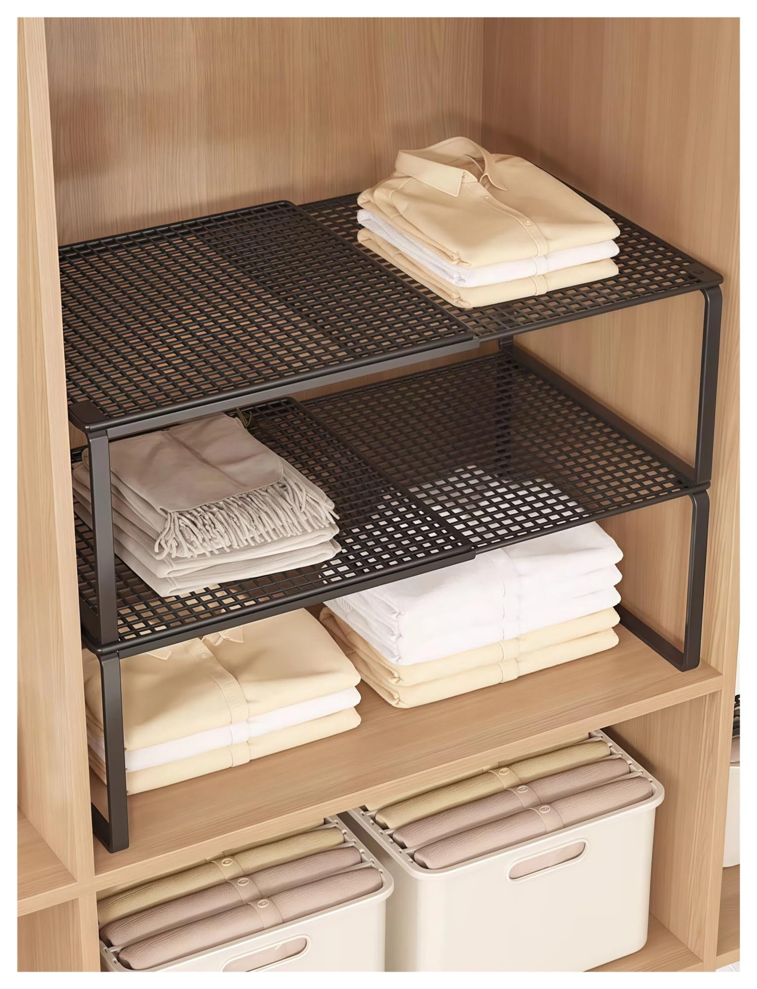Estante de almacenamiento ajustable para acabar con el desorden en armarios de cocina y baño