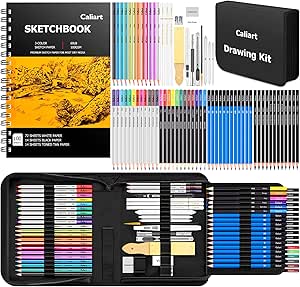 Amazon.com : Caliart 176PCS Art Supplies Sketching Kit with 100 Sheets 3-Color Sketch Book, Graphite Colored Charcoal Watercolor & Metallic Pencils, Drawing Supplies Christmas Gifts for Artists Adults Beginners : Arts, Crafts & Sewing