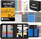 Caliart 176PCS Art Supplies Sketching Kit with 100 Sheets 3-Color Sketch Book, Graphite Colored Charcoal Watercolor & Metallic Pencils, Drawing Set Christmas Gifts for Adults Teens Girls Boys Kids
