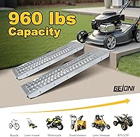 Vista 3 de BEJONI Rampas de cobertizo de acero de 40", 2 piezas con capacidad total de 960 libras, rampa de cobertizo para cortacésped, rampas de remolque