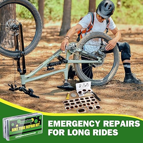 Miniatura 5 de Bike Tube Patch Kit with Vulcanizing Patches - Assorted Sizes, Portable Bicycle Tire Repair Patches for Road, Mountain Bike, Scooter & Ebike