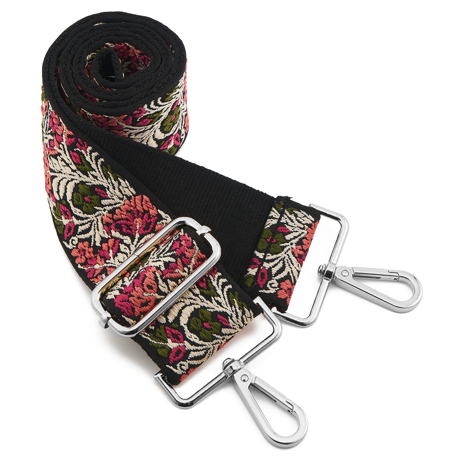 Silvery Buckles Wide Shoulder Strap Adjustable Replacement Belt Crossbody Canvas Bag Handbag