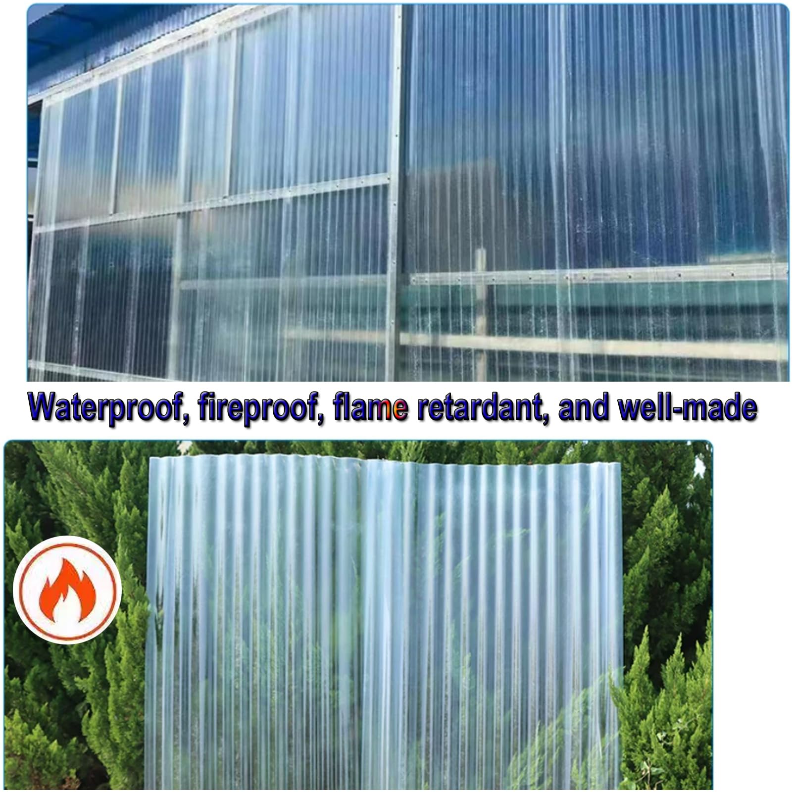 1mm Feuille De Toit Transparente,2/4/5/8/10/13/15/20pcs Panneaux De Toiture Protection UV,Panneaux D'éclairage Du Jour En Fibre De Verre,Panneau Anti-Pluie Isolant (0.9×1.2m,2pcs)