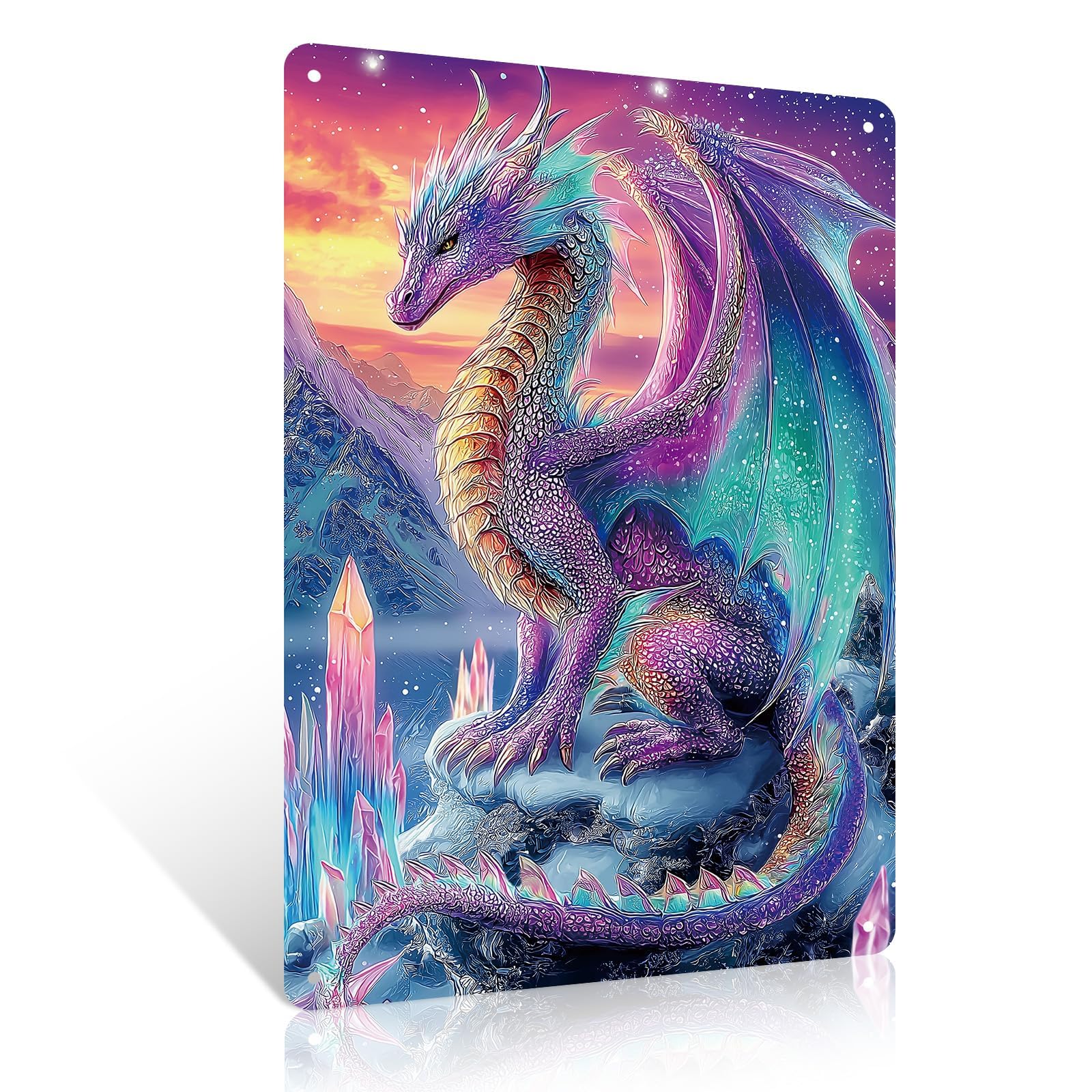 Ulord Crystal Dragon Metal Signs 8X12 Inches Funny Wall Art