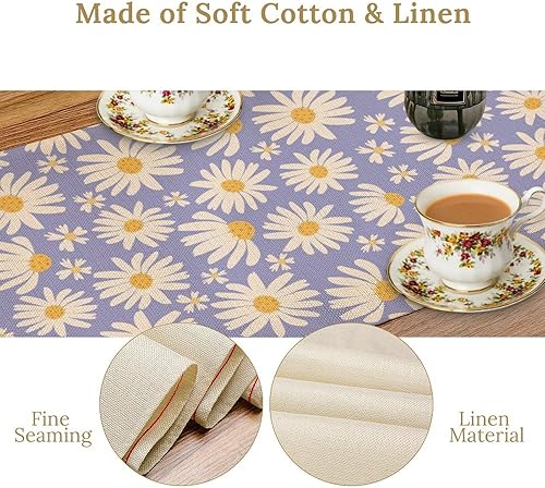 Miniatura 219 de Camino de mesa ondulado de los años 70, retro, hippie abstracto, vintage, verde, rosa, con estampado de ondas para el hogar, cocina, comedor, patio,