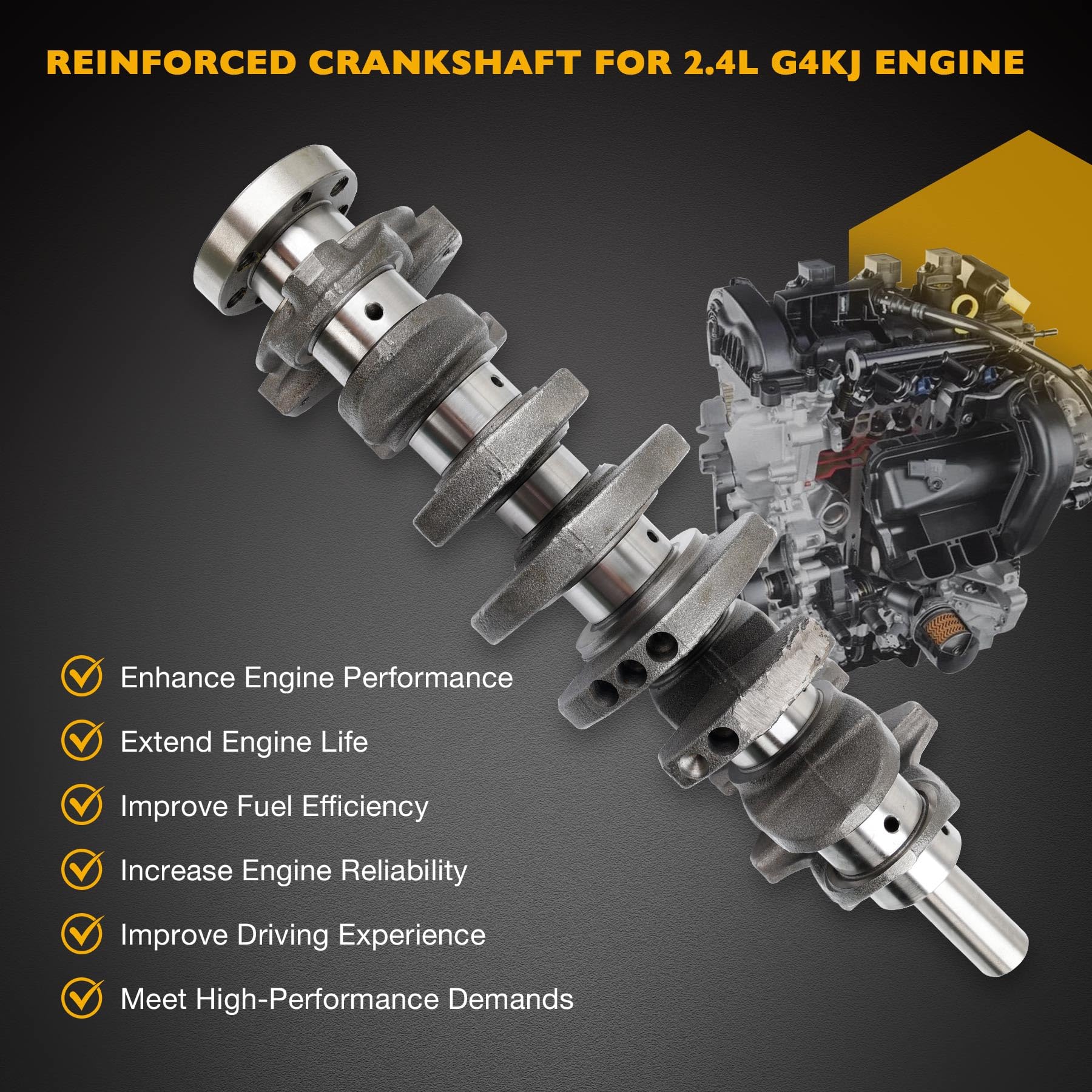 Vilebrequin Moteur 2,4L Pour Hyundai/Kia - Compatible Sonata, Tucson, Optima, Rondo, Pièce De Rechange - 7