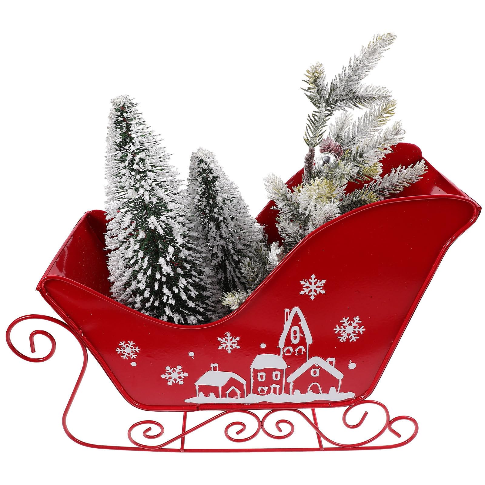 SHERCHPRY Schlitten Weihnachtsdeko aus Metall und Pvc Klassische Weihnachts Tischdekoration im Schlittenstil Dekoratives Foto Requisit für Weihnachtsfeier und Festdekoration