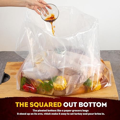 Miniatura 5 de Bolsas de salmuera para pavo, paquete de 3, 26 x 22 pulgadas, bolsa de salmuera extra grande con capacidad para hasta 35 libras, bolsa de salmuera