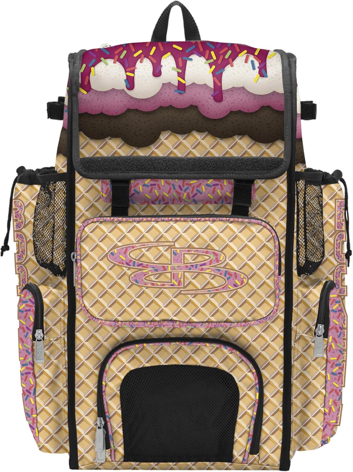 Boombah Superpack Bat Bag - Backpack Version (no wheels) - Holds 4 Bats - Ice Cream Neapolitan Multi
