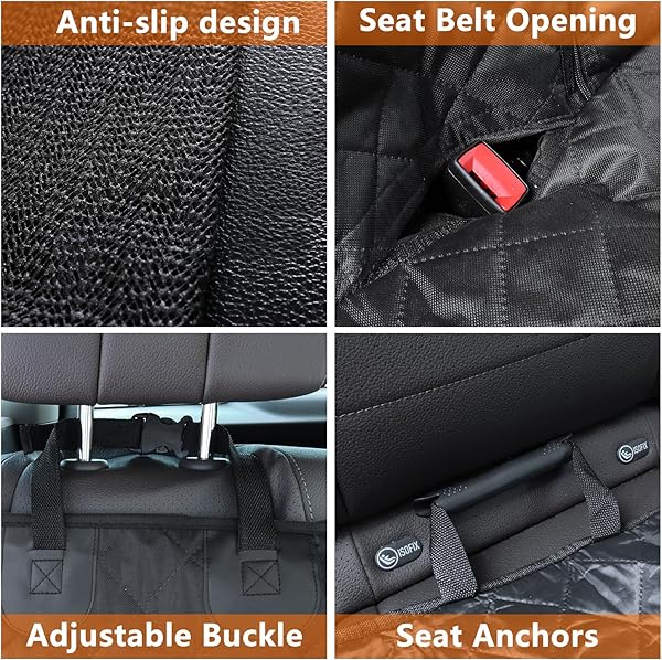 Alfheim Dog Car Seat Cover, Universal fit for Most Cars, Waterproof and Scratchproof Back Seat Cover, Nonslip Durable Washable Dog Travel Hammock - 4