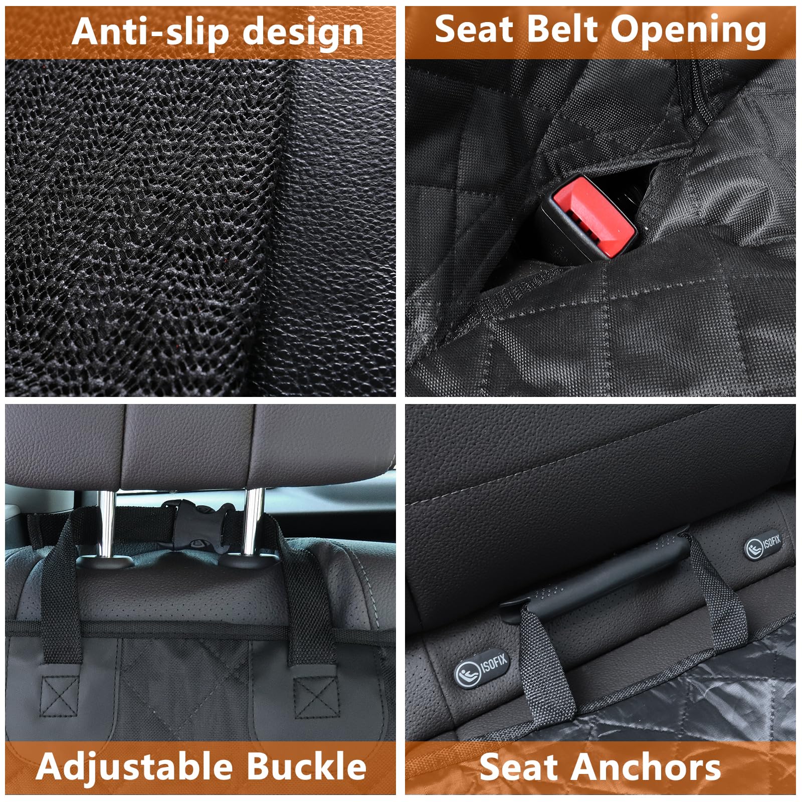 Alfheim Dog Car Seat Cover, Universal fit for Most Cars, Waterproof and Scratchproof Back Seat Cover, Nonslip Durable Washable Dog Travel Hammock — view 4