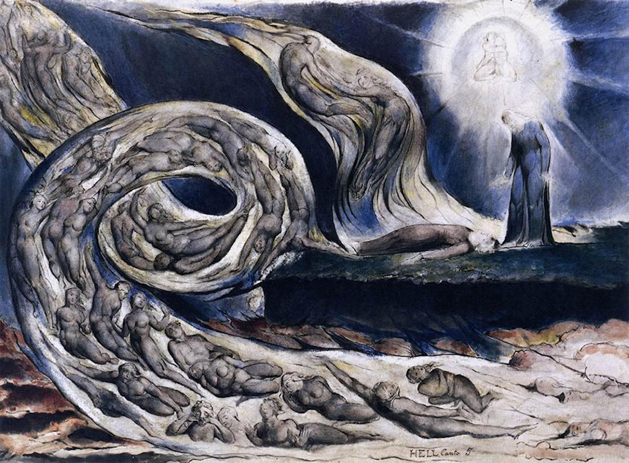 SERENDIPITP Abstract Painting Mural Print Picture Wall Decor Painting The Lovers' Whirlwind Francesca da Rimini and Paolo Malatesta William Blake Vintage Wall Artwork for Home Decor 60x90cm