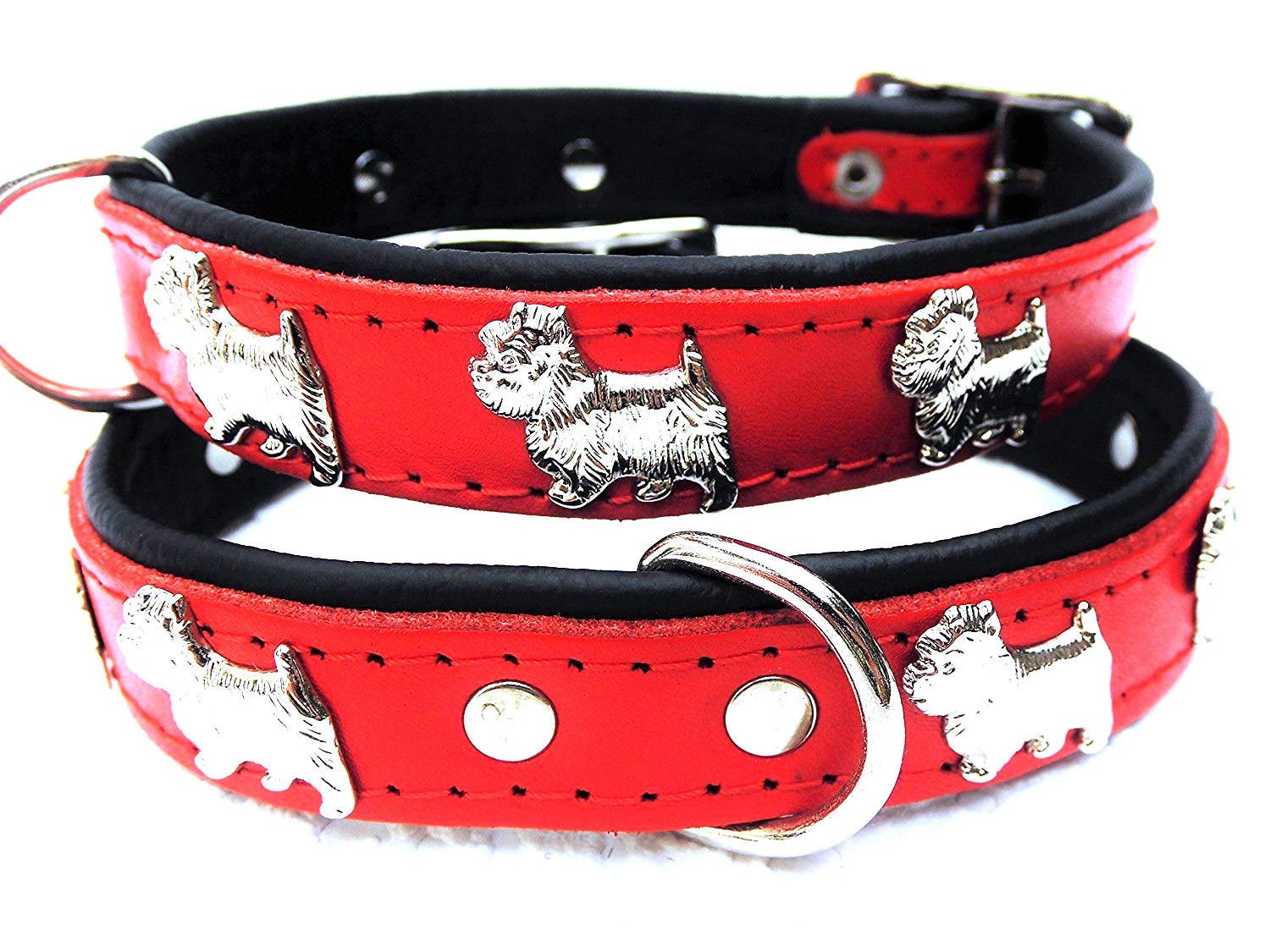 Hunde Halsband Aus Echtem Leder In ROT | Halsumfang 50-65cm Oder 59-74cm, 50 Mm Breite, Gepolstert