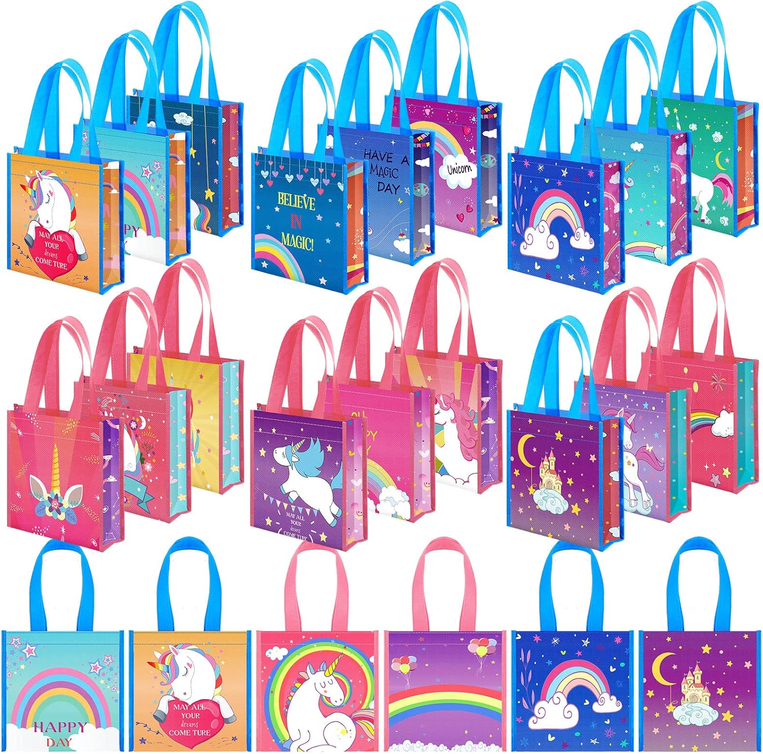 20 Pcs Medium Unicorn Gift Bag Rainbow Unicorn Party Favor