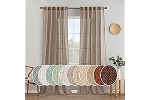 MIULEE Taupe Linen Curtains 90 Inch Long Semi Sheer Light Filtering Farmhouse Country Decor
