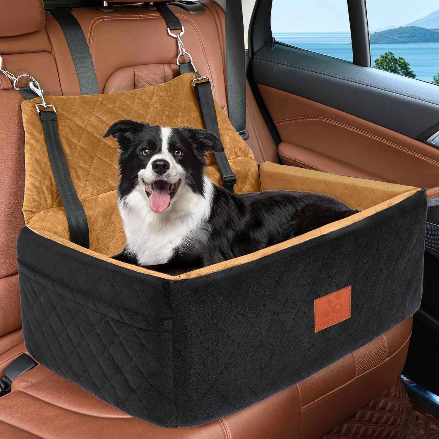 Dog Car Seat for Large Medium Dogs,Washable Pet Car Seat Under 55 lbs or 2 Small Dogs,Dog Booster Seat with Thick Cushion,2 Safety Leashes Travel Car Dog Bed Dog Car Seat for Large Medium Dogs,Washable Pet Car Seat Under 55 lbs or 2 Small Dogs,Dog Booster Seat with Thick Cushion,2 Safety Leashes Travel Car Dog Bed