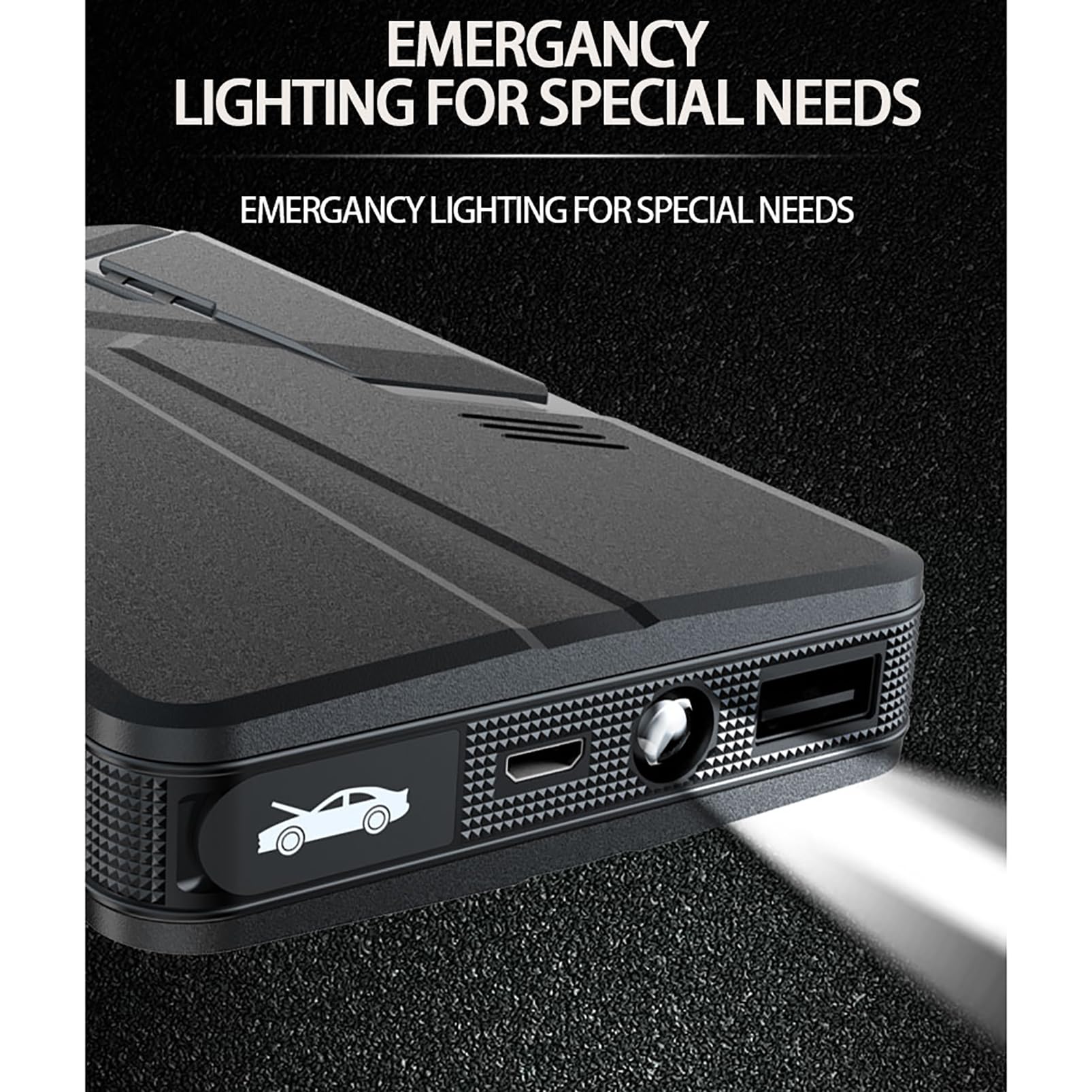 Arrancador de Batería de Coche, Potenciador de Arranque de Emergencia, Caja de Salto Automático de 12V con Luz LED y Clip Inteligente, Potenciador de Batería Portátil
