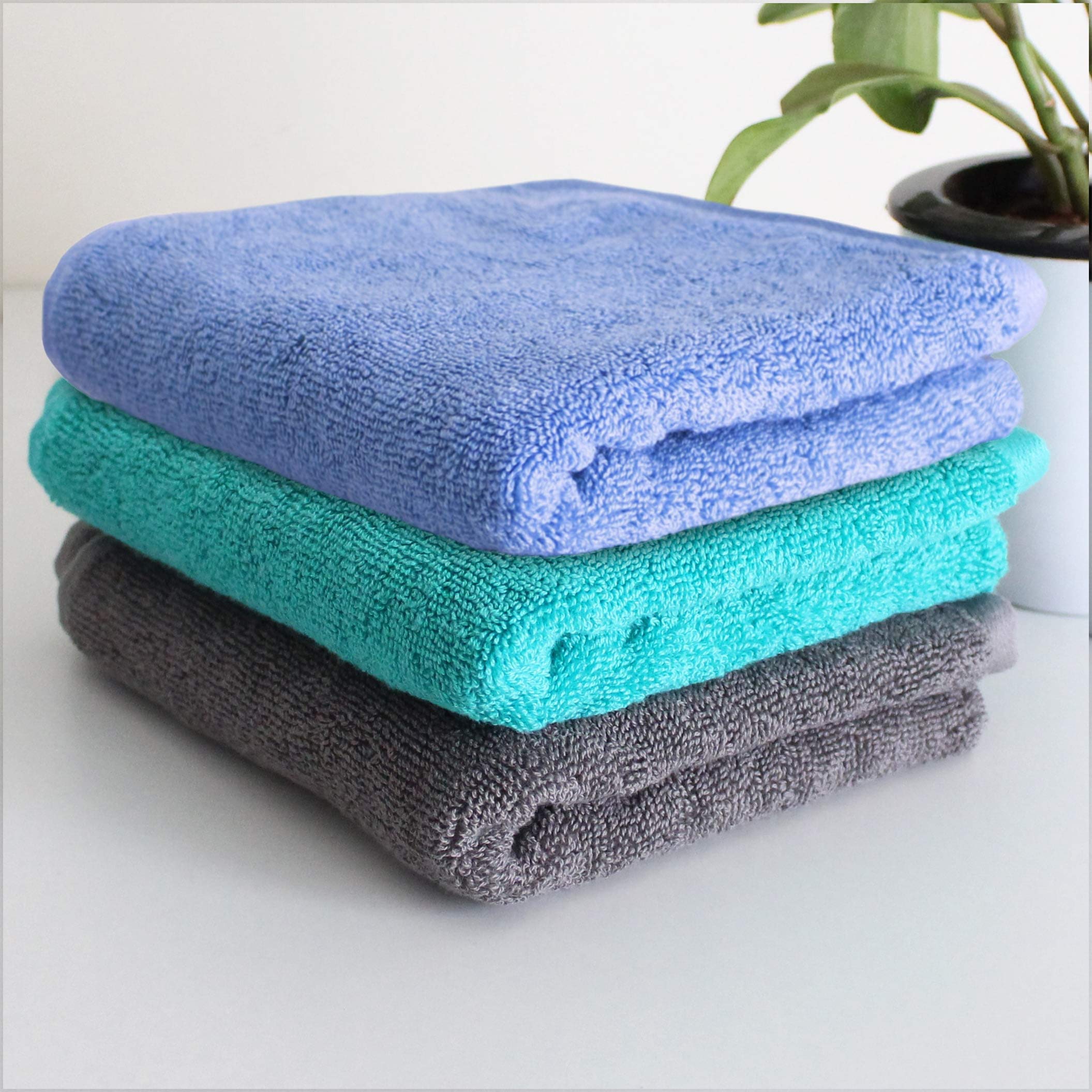 HEELIUM Bamboo Hand Towel | Ultra Absorbent & Anti-Bacterial | 3X Softer Than Cotton Towels | 65 X 40 cm - 600 GSM | Pack of 3 - Iris, Grey, Teal (B08Y6ZWR8K) Amazon Price History, Amazon Price Tracker