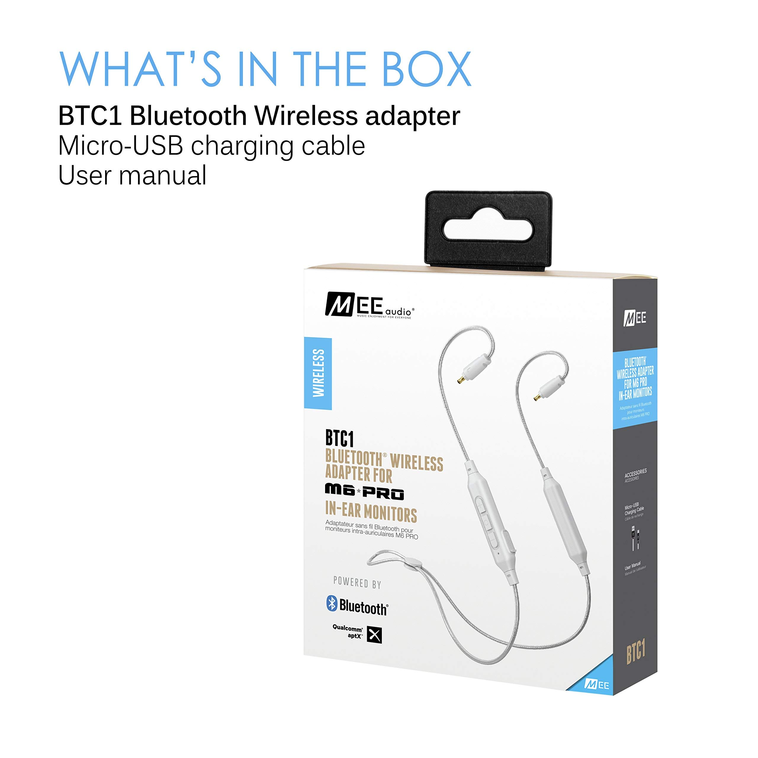 MEE audio BTC1 - Adaptador Bluetooth para Auriculares M6 Pro, Color Blanco
