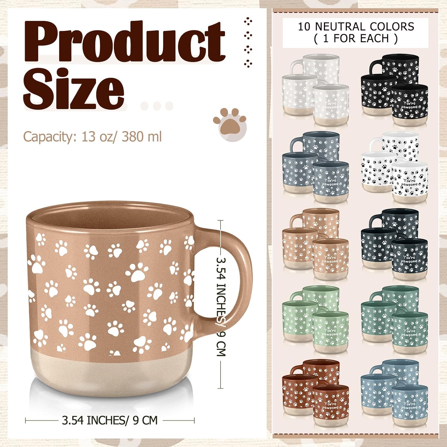 Meanplan 10 Pcs Vet Tech Ceramic Coffee Mugs 13 oz You're Pawsome Mug Veterinarian Vet Tech Appreciation Cup Graduation Thank You Gifts for Veterinary Medicine Assistant Nurse(Multicolor) - Image 2