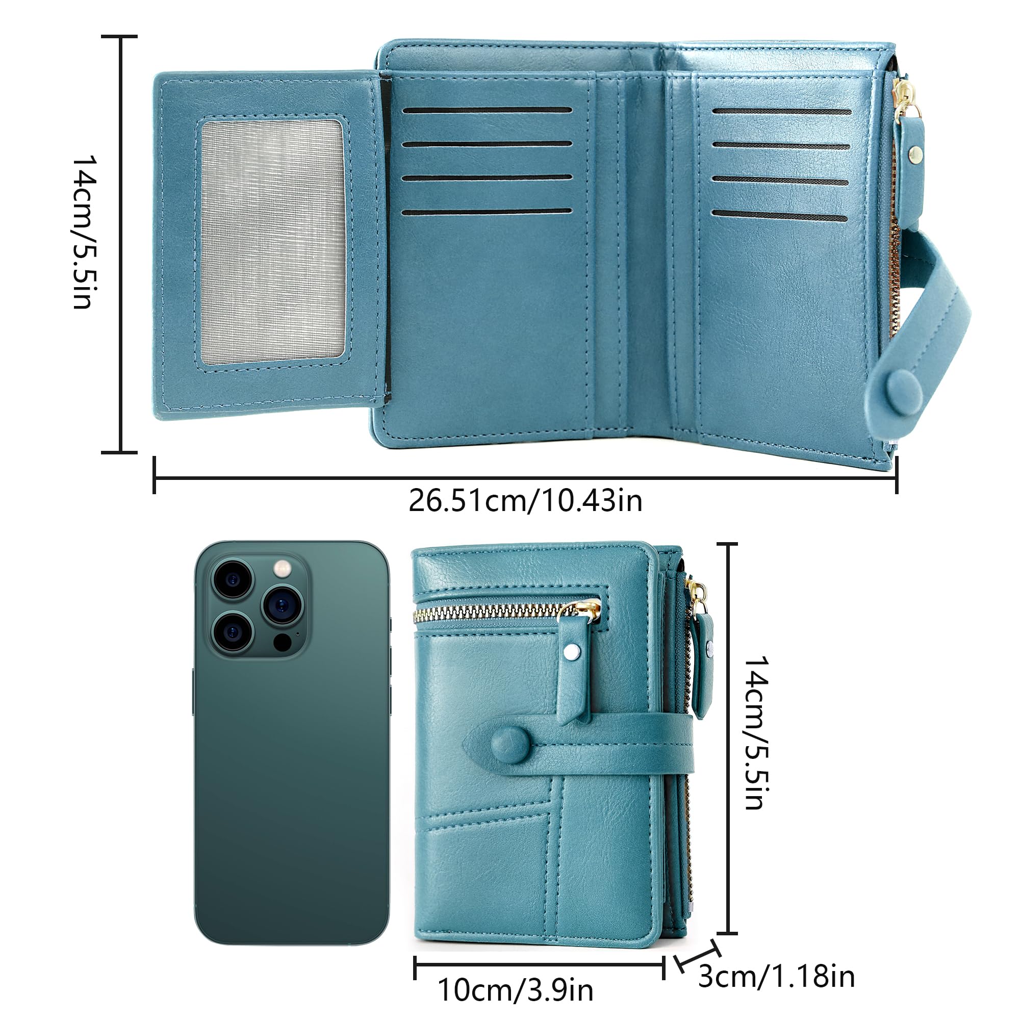 Lakpopya Portafoglio Donna in Pelle PU Piccolo - Portafogli da Donna con Scomparti Multipli, Portafoglio donna PU con Tasca per le Monete (blu)