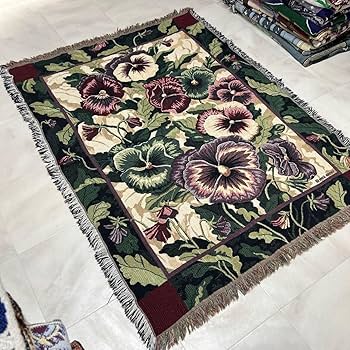 Amazon.co.jp: 花 パンジー マルチカバー ソファーカバー ヴィンテージ