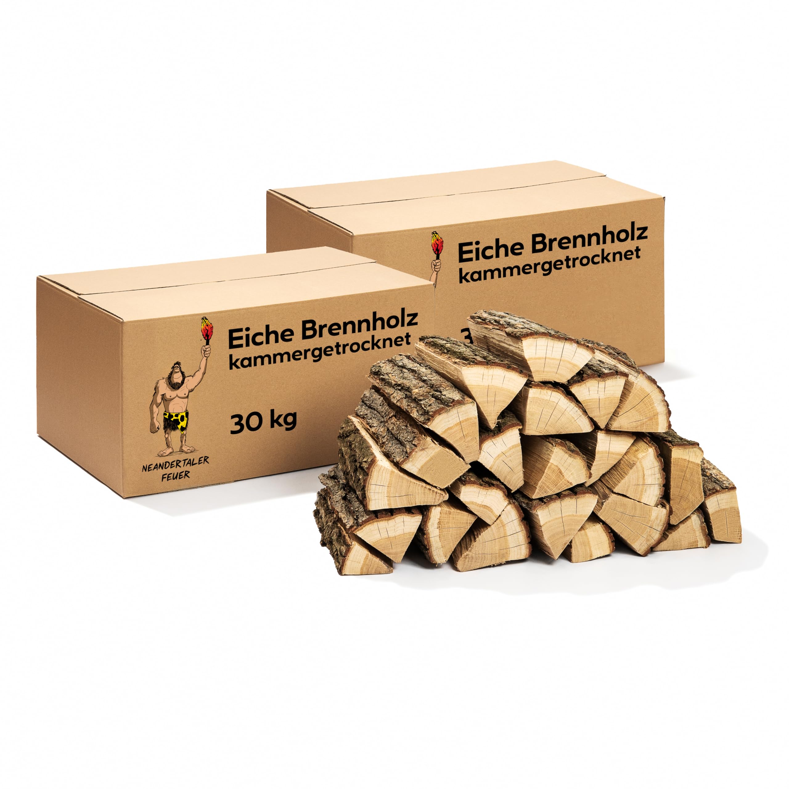Brennholz Eichenholz Kaminholz - Grillholz 25 cm 60 kg | Hartholz Eichen Feuerholz | Holz für Grill Kamin Smoker Ofen | Firewood (60 kg)